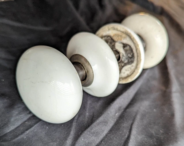 7 available Antique Vintage Old White Porcelain Ceramic Doorknob Door Knob Plate