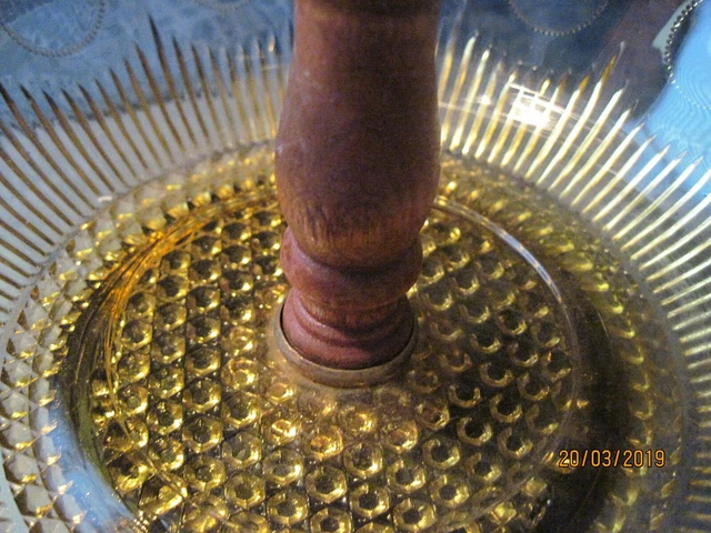 Vintage Amber Footed Double Bowl Centerpiece w/Eagle Topper 3
