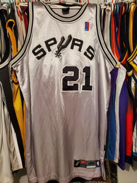Nike Spurs Tim Duncan Silver Jersey 48 XL Authentic San Antonio Dri Fit