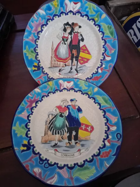 Paire D'assiette Longwy Alsace-Lorraine En Parfait État