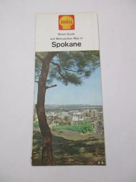 Vintage 1964 Shell Spokane Washington Gas Station Travel Road Map-B43