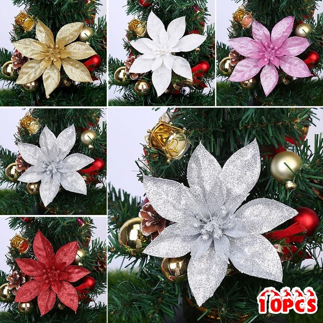10* Jardín Navidad Brillo Flor Árbol Colgante Navidad Fiesta Árbol Decoración