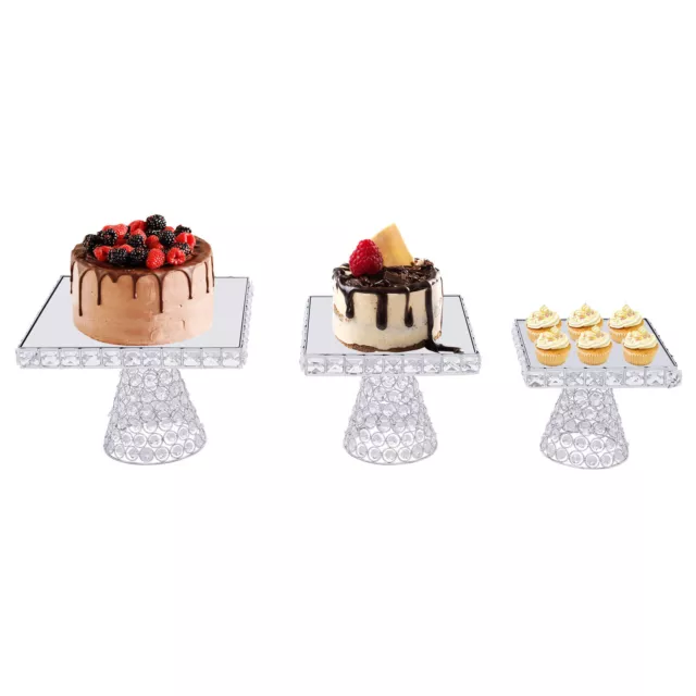 3Pcs Metal Cupcake Stand Cake Dessert Wedding Party Display Plate Set Sliver USA