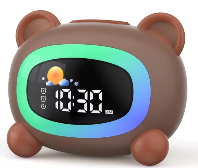 Alarm Clock With Night Light for Kids, Rechargeable Sleep Trainer