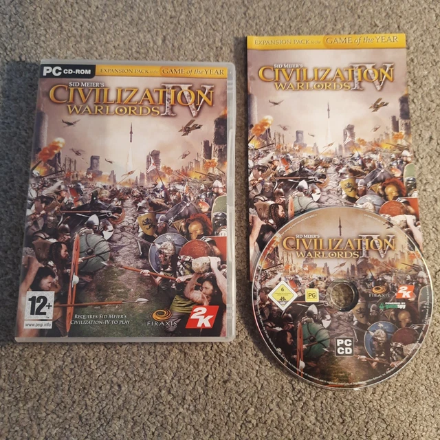 SID MEIERS Civilization IV 4 WARLORDS PC GAME CD ROM COMPLETE FIRAXIS STRATEGY