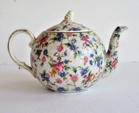 Royal Winton Grimwades Old Cottage Chintz (Pre 1960, Cream) 3-Cup TEAPOT 2