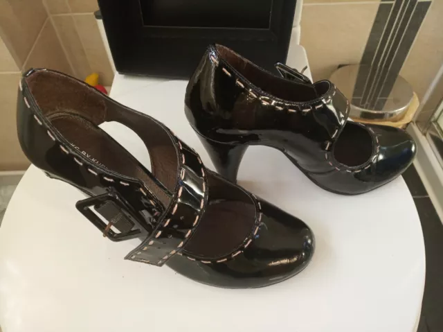 KURT GEIGER AURORA Ladies Black High Heel Patent Court Shoes Size 38 UK ...