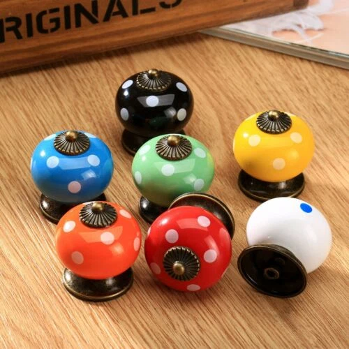 Polka Dot Ceramic Door Cabinet Cupboard Drawer Closet Knob Pull Handle Hardware