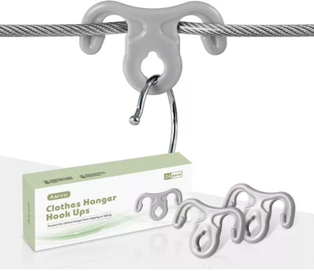 AIEVE Washing Line Hanger Hooks, 24 Pack Clothes Hangers Hook Windproof Pegs