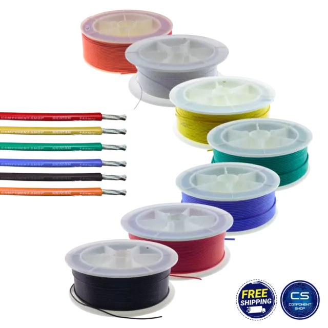 Silicone Cable Flexible Wire 8/10/12/14/16/18/20/22/24/26/30 AWG Various Colours
