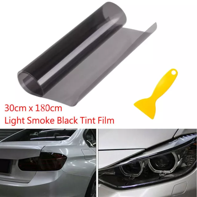 30 x 180cm MEDIUM Smoke Black Tint Film Headlights Tail lights Car Vinyl Wrap UK