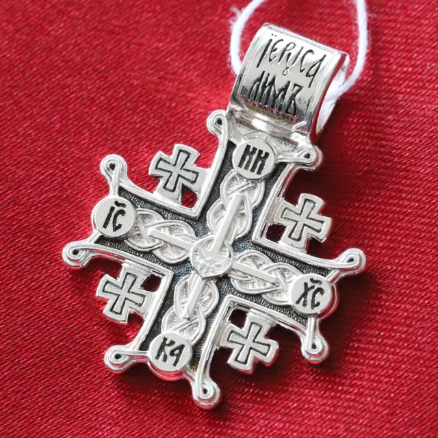 Greek Orthodox Baptism Jerusalem Prayer Cross Christian Body Necklace Silver 925