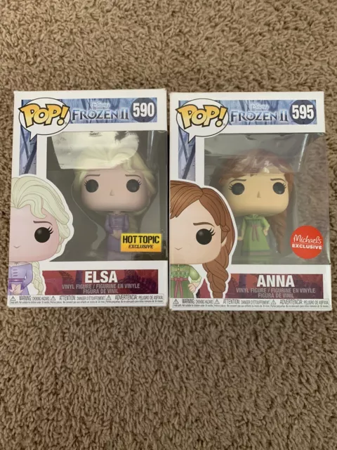 Figuras de vinilo Funko Pop de Disney Frozen de Anna y Elsa #590 y #595