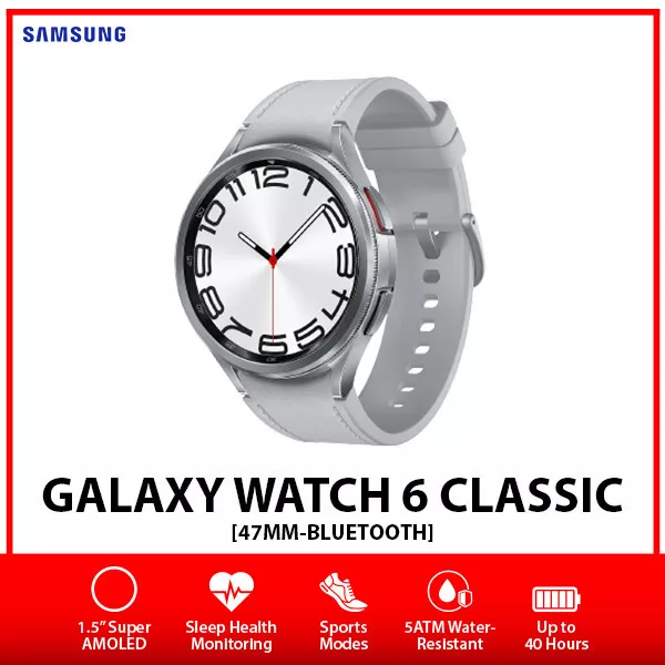 Samsung Galaxy Watch 6 Classic 47mm Stainless-Steel Smartwatch w/ Fitness  Tracker, Heart Monitor, BIA Sensor, Bluetooth – Silver
