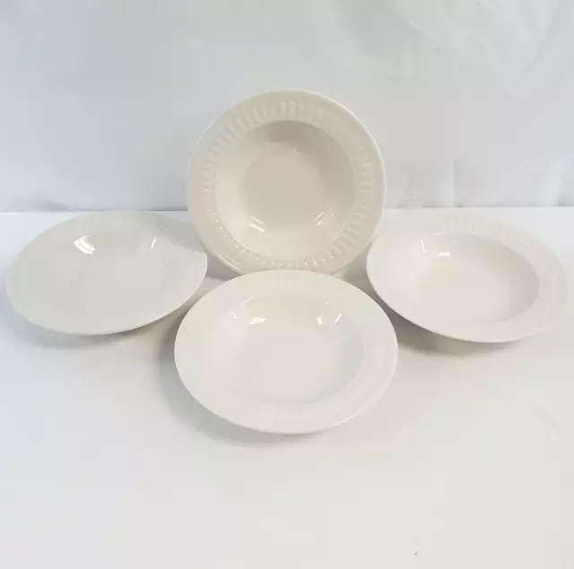 Pfaltzgraff Everyday Sparta Rim Soup Bowls 9" White Stoneware Set of 4 New