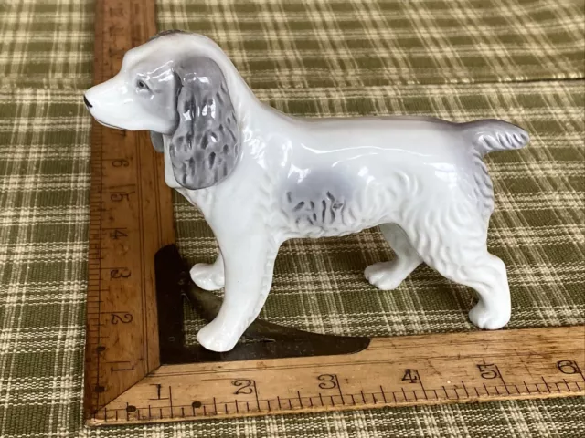 Vintage porcelain Springer Spaniel dog figurine Kyoto Japan greyhound globe mark