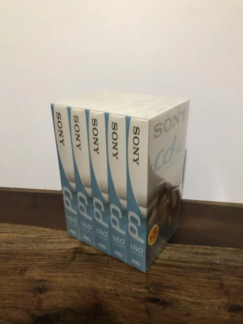 NEW & SEALED ~ 5 x Sony CD 180 Minute 3 Hour Blank VHS Video Cassette Tapes.