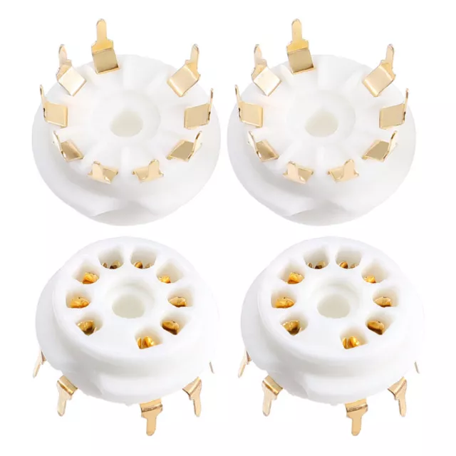 4 Pcs 9-pin Mount Tube Socket Electronic Plated Holder Nine-pin Base