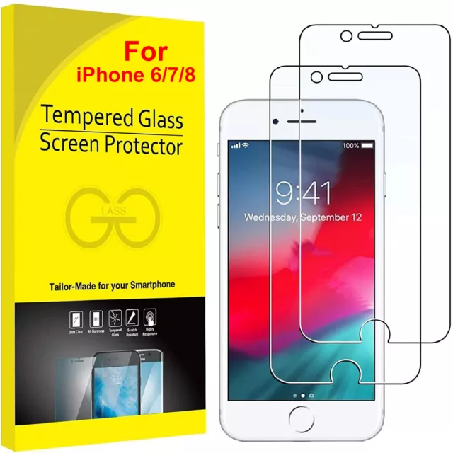 3 Pack For iPhone 6s 8 7 Full Cover Clear 9H Tempered GLASS Screen Protector