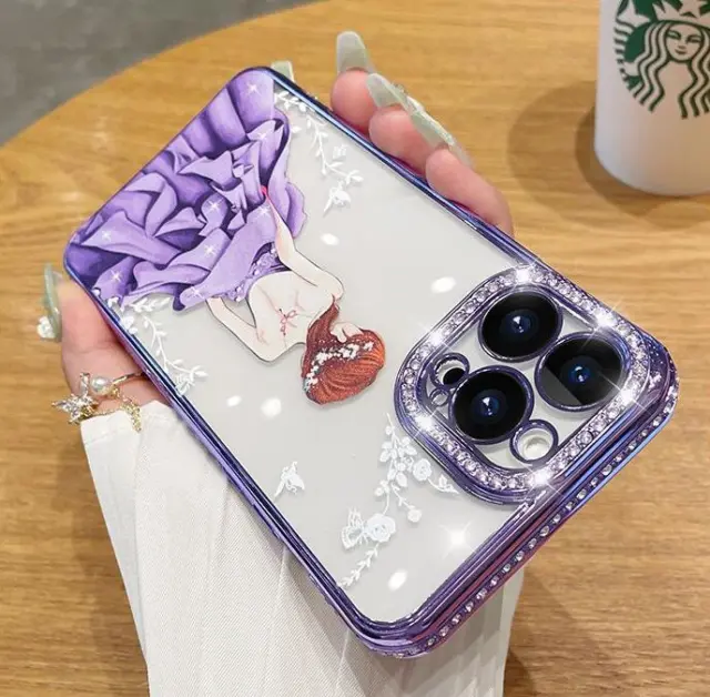 Girl's Rhinestone Diamond Shockproof Clear Case For iPhone 14 13 Pro Max 12 11 X