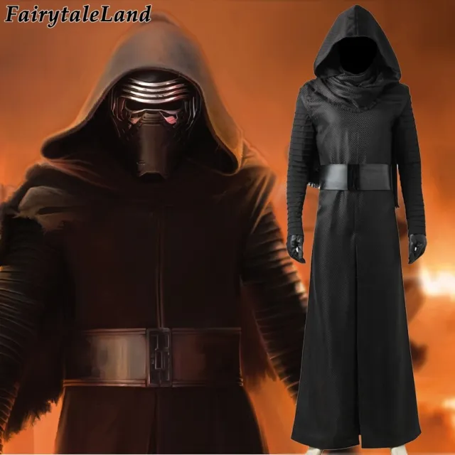Star Wars Force Awakens Kylo Ren Cosplay Costume Black Outfit With Hood