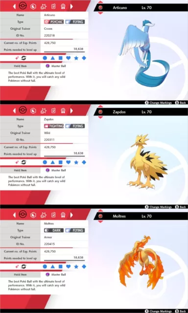 Shiny Galarian Articuno, Zapdos & Moltres Challenge Events Pokemon Sword/Shield