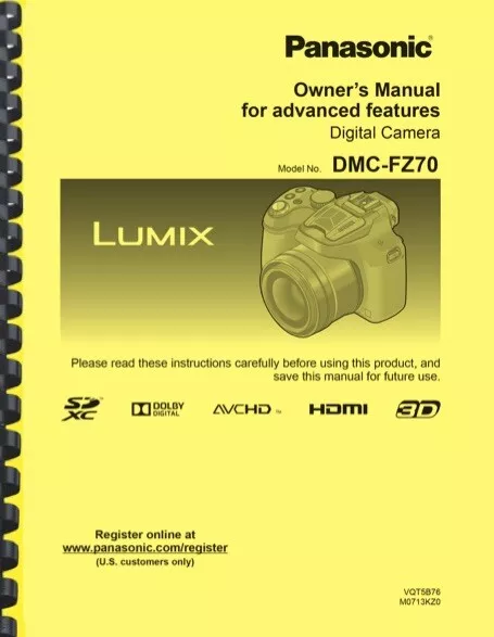 Panasonic Lumix DMC-FZ70 Camera ADVANCED OWNER'S MANUAL