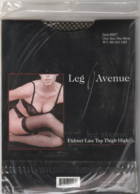 Leg Avenue halterlose Netz-Strümpfe-Fishnet-Lace-Black-one size*stay-ups*OVP(195