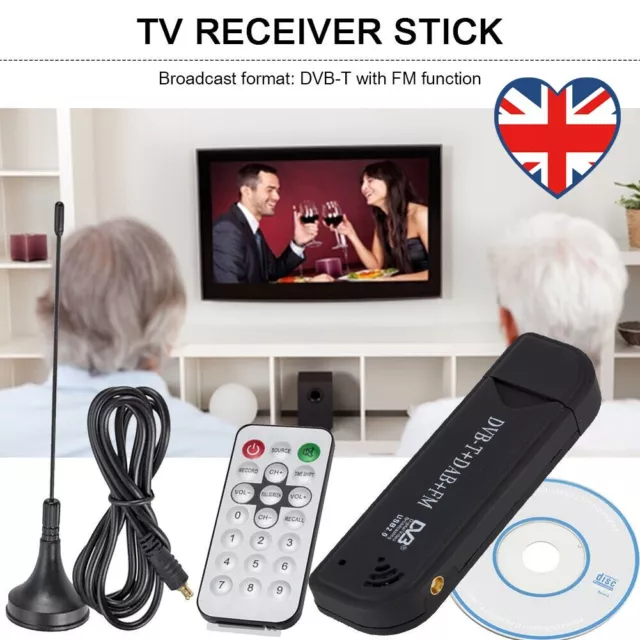 Mini USB 2.0 Digital TV Stick Wireless Radio Dongle DVB-T DAB FM Antenna Tuner