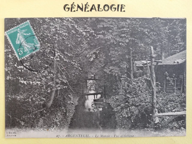 Carte Postale Ancienne 95 - ARGENTEUIL en 1914 Le MARAIS Vue Artistique