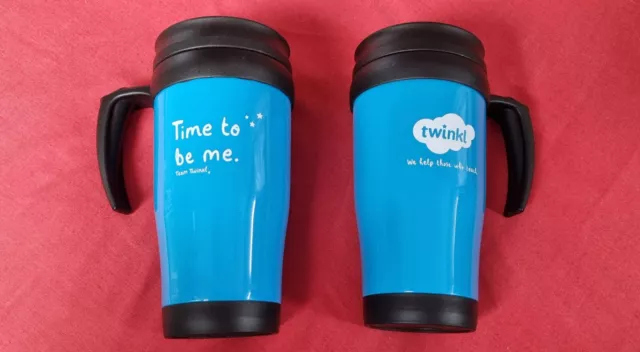 THERMAL TRAVEL MUGS × 2, INSULATED LARGE 1Pt* TWINKL® “TIMETO BE ME” SCREW TOPS