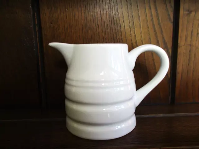 Vintage Style Milk Jug Dairy White Banded 9cm Tall China Farmhouse Cottage