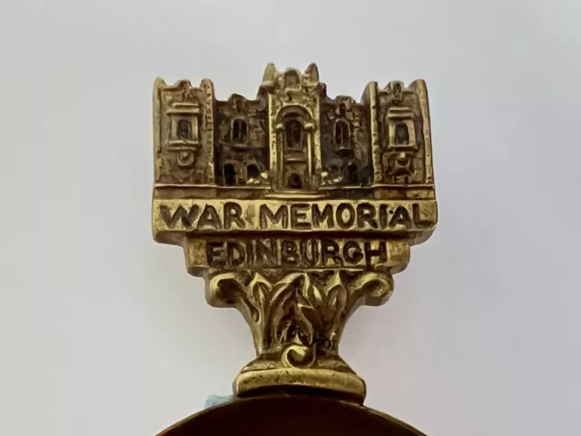 Antique Brass Souvenir Tea Caddy Spoon War Memorial Edinburgh 8 cm's