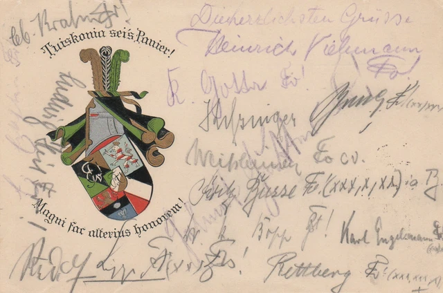 STUDENTIKA 1924 BURSCHENSCHAFT Tuiskonia Darmstadt Couleurkarte