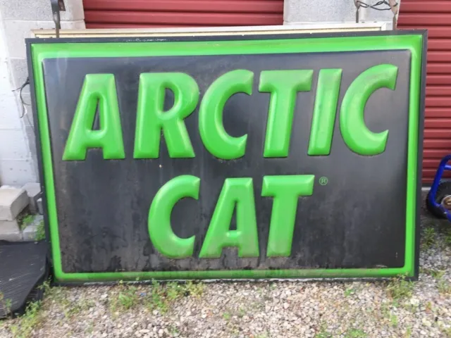 Rare Vintage Artic Cat Two Sided Lighted Dealer Sign Snow Mobile ATV original