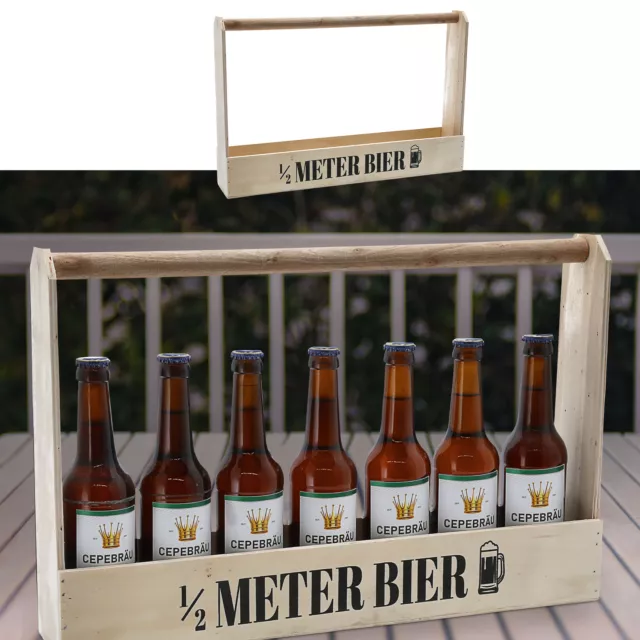 Bierflaschenträger 1/2 Meter Bier Flaschenträger 49,5x32,5 Holz 7Bier Bierträger