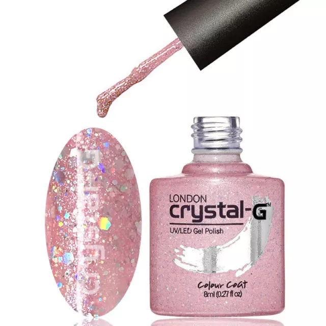 Crystal-G - D16 Baby Pink Diamond Glitter Shimmer Uv Led Gel Nail Polish Varnish