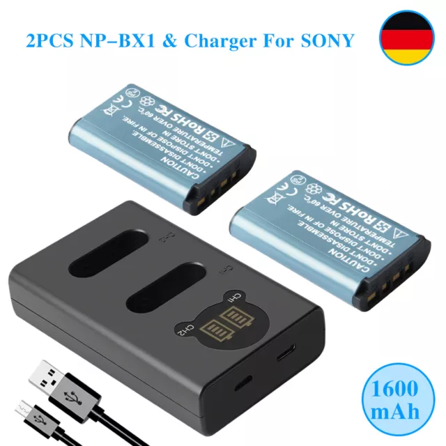 2× NP-BX1 Akku + USB Ladegerät Für Sony HDR AS100 Cyber-shot DSC-RX100 HDR-CX240