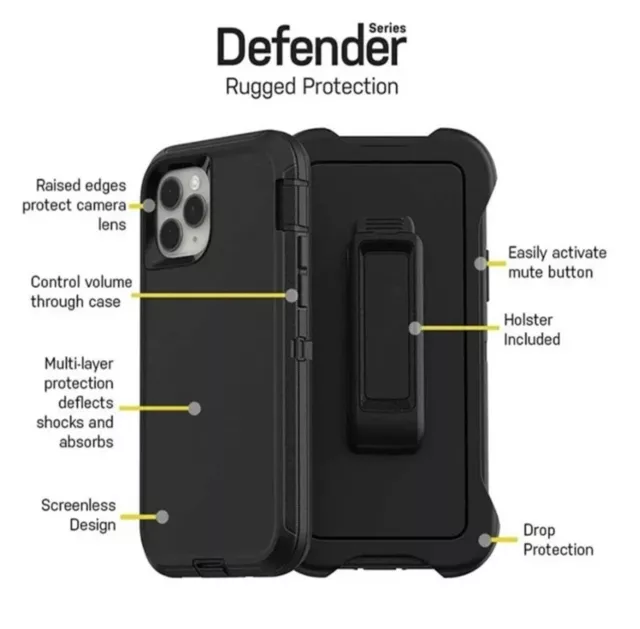 Quad Lock-fodral för iphone 14 Pro Max, Defender Screenless Edition-fodral