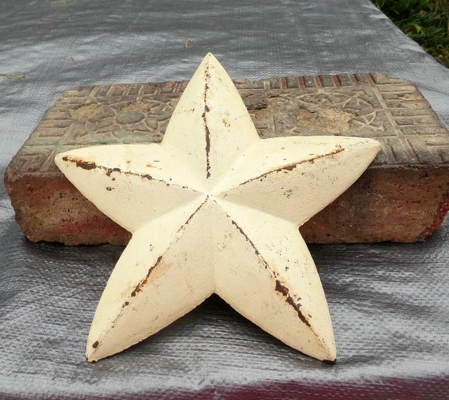 Rustic Cast Iron Western Star  7" architectural Hardware old cream color paint