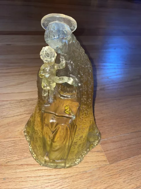 Vintage 11" Flower Madonna Made Of Lucite Acrylic Open Halo Rare Htf Material