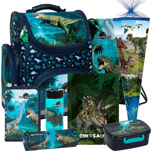 Lovira Dinosaurier-Astronauten Rucksack-Set – 3-teilig Mit Lunchbox & Federmäppchen, 43 Cm