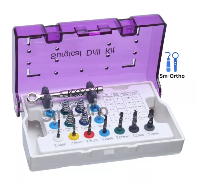 Dental Implant Surgical Drill Kit Drills with Drivers Ratchet Dental Instruments