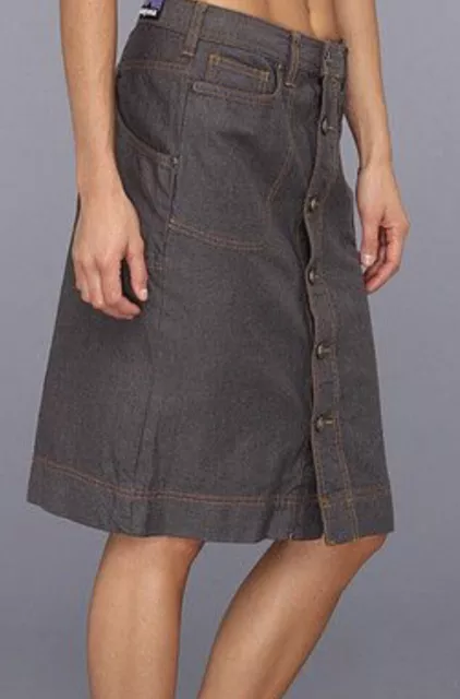 Patagonia Tin Shed Organic Cotton Skirt Gray Chambray Button Front Size 12