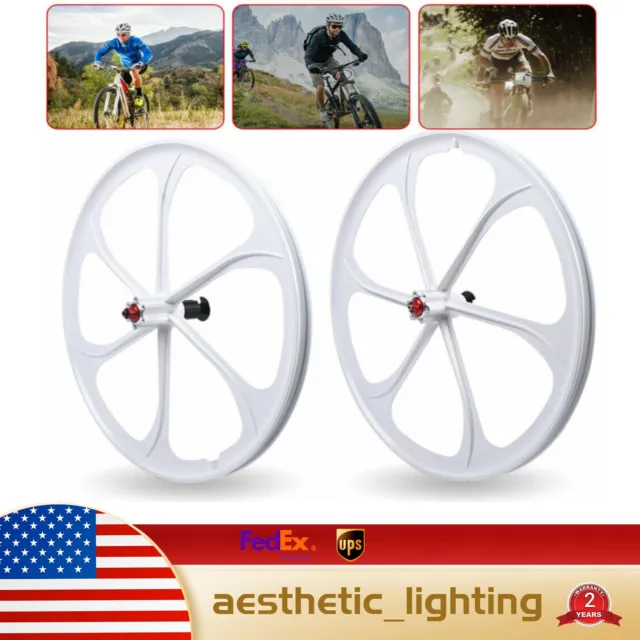 26" Wheelset Rims Disc Brake MTB Bike 6-Spoke Mag Wheel Set 7/8/9/10 Speed