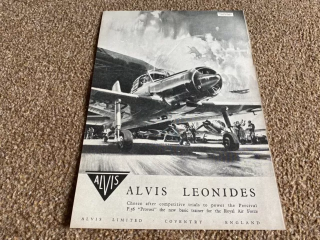 Fabk14 Advert 11X8 Alvis Leonides. Royal Air Force Percival Provost