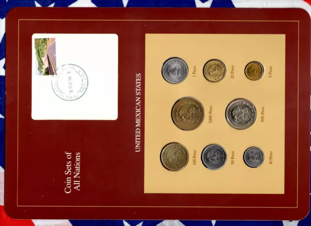 Coin Sets of All Nations Mexico w/c 1987-1990 UNC 500 1987 50,1000 Pesos 1990