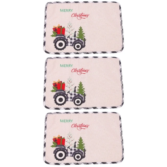 3 Count Leinen- Traktor Tischset Tischsets Für Wintertische Die Küche