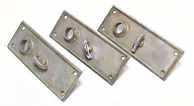 3 Matching Vintage Door Knob Backplates With Turn Lock Shaft