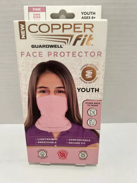 COPPER FIT Guardwell Face Protector Pink/Youth Size, Copper Infused New!